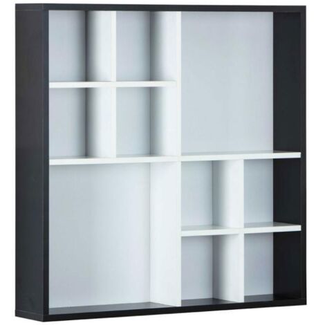 Bibliothèque murale Inter Link en stratifié noir/blanc dim.70x13x70 cm (1/5)