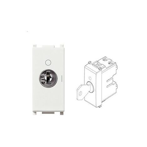 14087 Bouton 2P No 16A + Clé Blanc Plat
