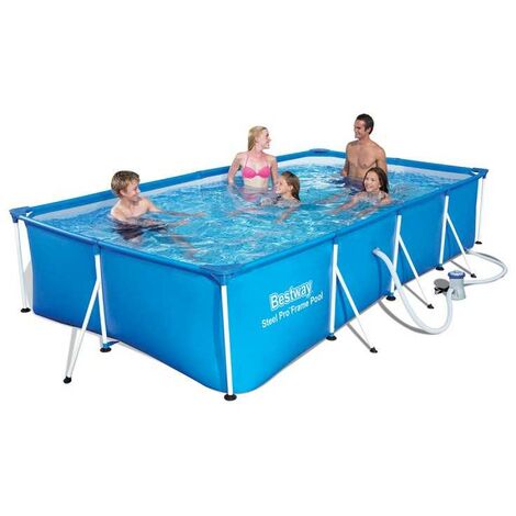 Bestway – Piscine hors sol Steel-Pro 400 – Tritech PVC-polyester 3 couches – Structure acier anti-corrosion – Dimensions 400x211x81cm – Contenance 5700L