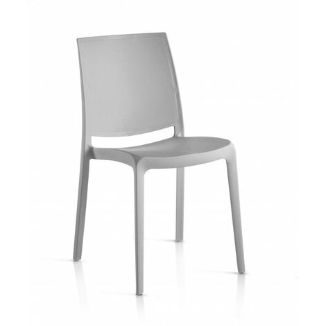 Lot de 4 Chaises Monobloc en Résine London Matt By Flow Gris Clair (1/2)