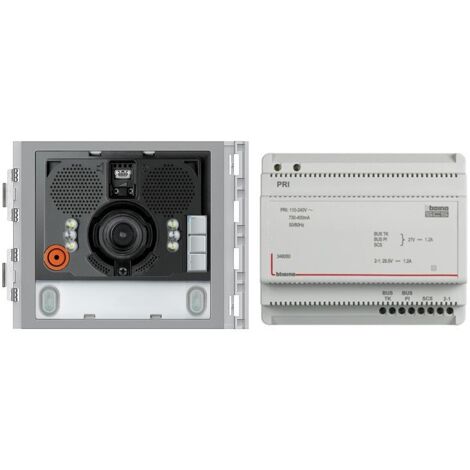Bticino – Kit vidéophonique copropriété audio et vidéo – Module 2 fils avec caméra couleur – Alimentation 110-240V – Extensible jusqu'à 5 interphones (1/3)