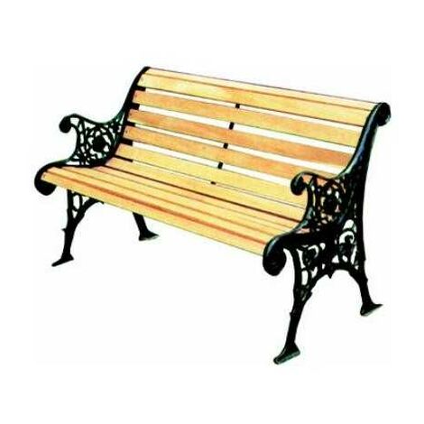Banc de jardin en fonte noire et bois – 12 traverses – Dimensions 116x56x70 cm – Capacité 110 kg – À assembler – Blinky