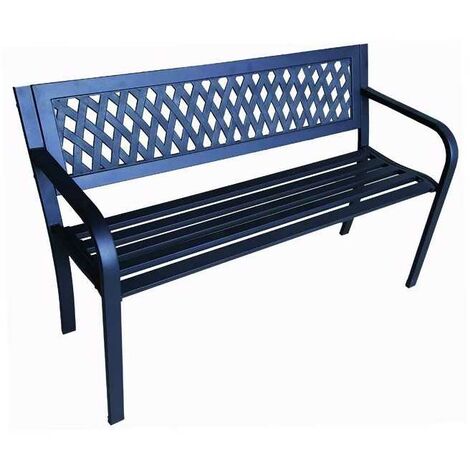 Banc de jardin en acier noir 119x51cm – Dossier en caillebotis PVC – Design moderne et élégant – Poids léger 9kg – Blinky (1/2)