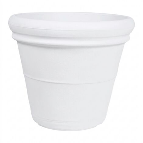 Grand vase décoratif classique traditionnel XXL Ø90 H72 en polymère blanc pour arbres et grandes plantes dans les jardins et les terrasses (1/4)