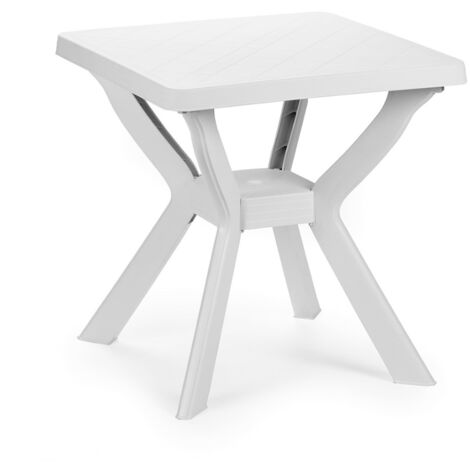 Progarden – Table de jardin carrée en résine blanche 70x70 cm – Résistante aux intempéries – 4 places – 100% recyclable – Usage domestique
