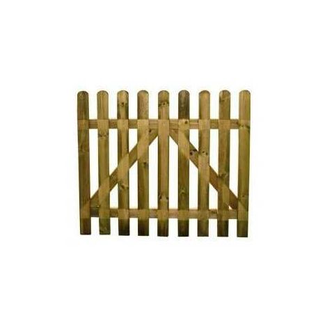 Portail en bois Tournesol 100 cm – Pin imprégné autoclave – Lames verticales 16x90 mm – Résistant aux intempéries – Blinky