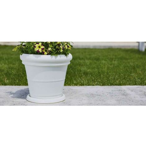 Vase en polymère Monacis double bord lisse blanc Ø70 (65X54h)