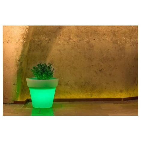 Pot de fleurs lumineux rond jardinière en résine diamètre 80 cm mod. Gemma Led vert (1/4)
