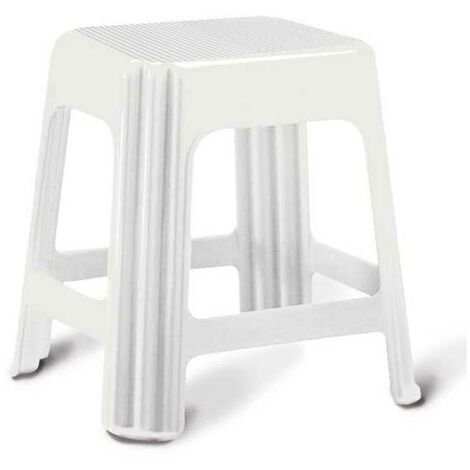 Tabouret empilable en plastique PP blanc – Dimensions 42x34x42 cm – Charge maximale 150 kg – Modèle Novanta B.Co – Giganplast