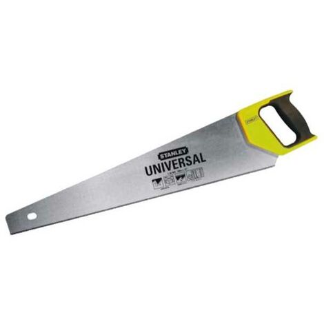 Stanley – Scie à bois 380 mm – Lame en acier spécial – 12 dents par pouce – Affûtage à double biseau – Poignée bi-matière électrosoudée