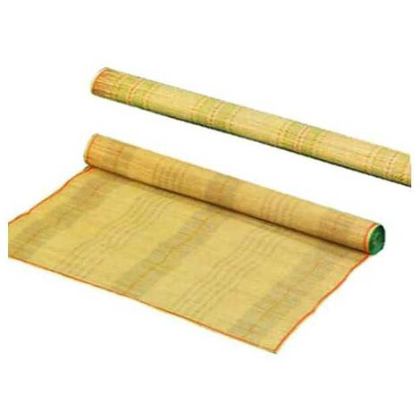 Tapis de plage en paille naturelle 70x180 cm – Roulable avec cordons – Léger et facile à transporter – Vette