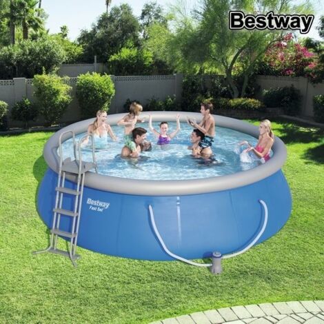Bestway – Piscine enfant hors-sol ronde 457 x 122 cm – Capacité 5377 l – Filtration 3028 l/h – Échelle et tapis inclus - BW57289