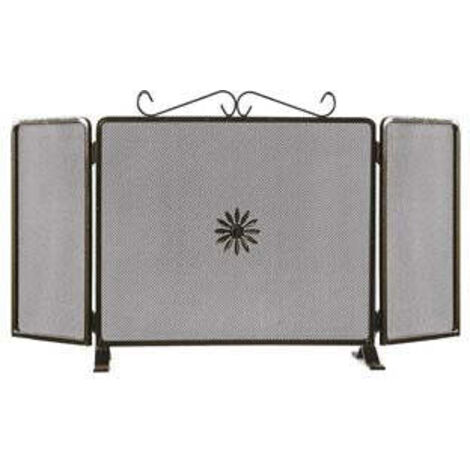 Pare-étincelles à deux portes, décoration florale pour cheminée - cm.80x50h. (677D)
