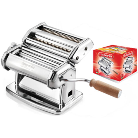 Machine à pâtes manuelle – Acier chromé – Largeur rouleau 150 mm – Épaisseurs réglables 0,2 à 2,2 mm – Accessoire Duplex pour tagliatelles et fettuccine – Imperia