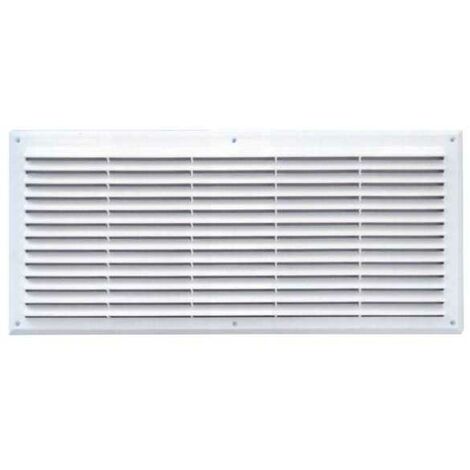 Grille aération VMC 500x227mm – Plastique blanc – Passage d'air 500 cm² – Épaisseur 20mm – Avec filet à superposer – La Ventilazione