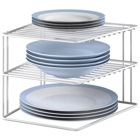 Organisateur d'angle à assiettes 2 niveaux 25x25x19 cm – Métal LDPE – Rangement optimisé pour cuisines modernes – Compatible avec vaisselle – Metaltex