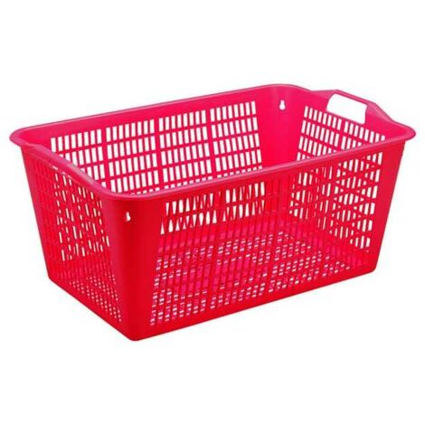 Panier Perforé 60L STEFANPLAST - 60x40x30 Cm - Pour Fruits Et Légumes - Empilable - Poignées - Couleur Bordeaux