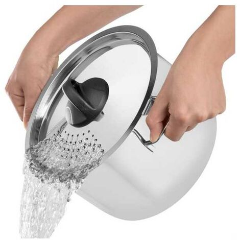 Cfadda – Cuisinière inox 18/10 cm 22 avec couvercle semi-perforé – Pour cuisson à gaz, électrique et céramique – Lavable au lave-vaisselle