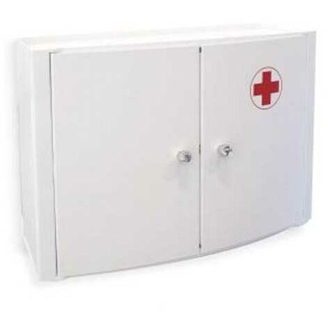 Armoire à pharmacie 2 portes 46x17 h32 – Structure en plastique anti-choc – Double compartiment avec étagère – Fixation murale – Ta-Tay