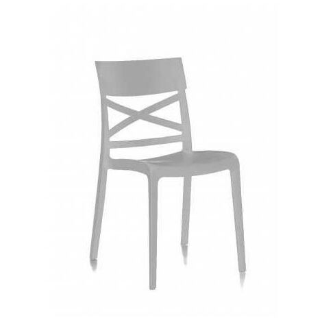 Ensemble de 4 chaises en résine monobloc "London Cross" par Flow, gris clair (1/2)