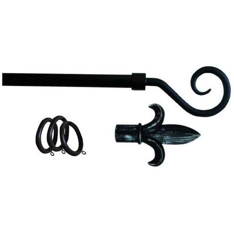 Barre pour rideaux en fer, kit anthracite pour Lancia 120-210 cm