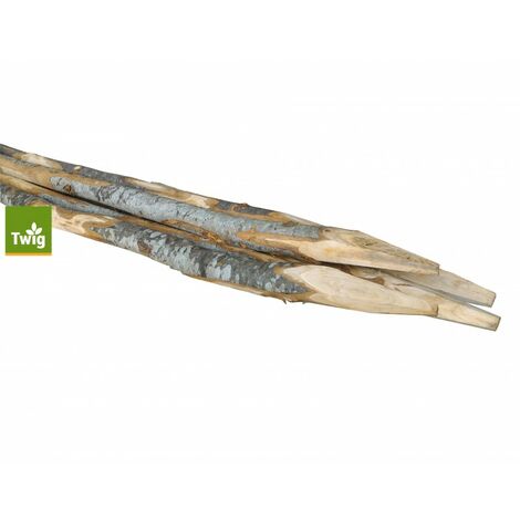 Lot de 7 Perches Rondes Châtaignier Semi-Écorcées Diamètre 3-5X125 cm avec Pointe d'Orignal (1/2)