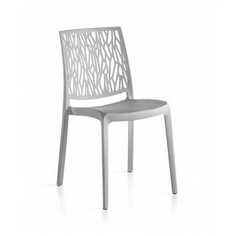 Lot de 4 Chaises Monobloc en Résine London Twist Par Flow Gris Clair (1/2)