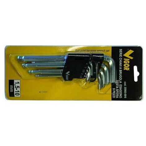 Série Clé Allen Vigor Hex T.Sphère 9 pièces Support 1,5-10 mm (1/3)