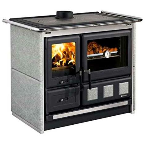 Nordica – Cuisinière à bois 8,5 kW – Capacité de chauffage 244 m³ – Dimensions 107x67x86 cm – Acier émaillé avec foyer réfractaire
