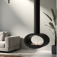 Bio-cheminée de plafond Cervinia Noir 2 kW – installation au plafond, brûleur 1,5 L, structure en acier – Tecno Air System
