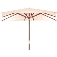 Parasol de jardin carré avec structure en bois Sun Top beige 3x3 m