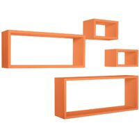 Lot de 4 étagères murales rectangulaires cube moderne Merlino - Orange