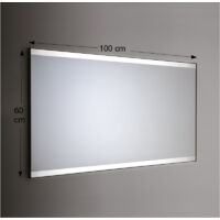 Miroir mural rétroéclairé à LED rectangulaire 100x60 cm épaisseur 4 mm cadre chromé brillant