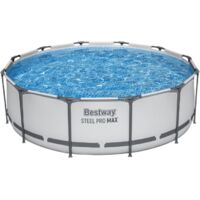 Bestway Piscine hors sol tubulaire ronde Bestway Steel Pro Max 366 x 100 cm gris clair
