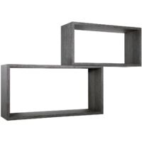 Lot de 2 étagères murales rectangulaires cube moderne Bislungo - Marron foncé