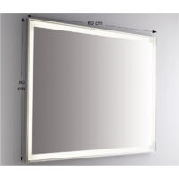 Miroir mural rétroéclairé à LED rectangulaire 80x60 cm épaisseur 4 mm Couleur noir