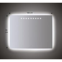 Miroir mural rétroéclairé à LED 100x70 cm avec sablage périphérique