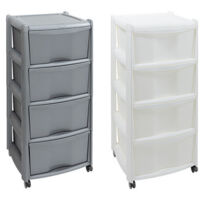 Commode Vulcano 4 tiroirs avec roulettes – Argenté – 40x40x85 cm