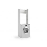 Meuble lave-linge/sèche-linge multifonction avec 3 étagères, blanc, 65 x 58 x 195 cm - Terraneo