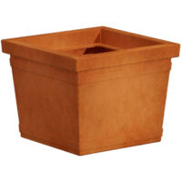 Vase carré décoratif classique traditionnel 48x48 H38 en polymère de terre cuite résistant pour plantes de jardin et de terrasse - Fabriqué en Italie