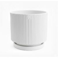 Vase design moderne Ø40 H36 en polymère blanc résistant pour intérieur et extérieur - Fabriqué en Italie - Monacis
