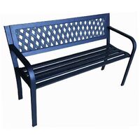 Banc de jardin en acier noir 119x51cm – Dossier en caillebotis PVC – Design moderne et élégant – Poids léger 9kg – Blinky