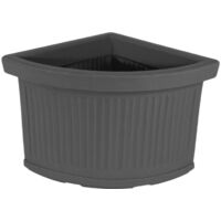 Pot de fleurs d'angle décoratif, style classique, 40 x 40 cm, hauteur 34 cm, en polymère anthracite résistant, idéal pour les plantes de terrasse