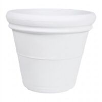 Vase décoratif classique traditionnel Ø55 H49 en polymère blanc résistant pour plantes de jardin et terrasse - Fabriqué en Italie - Monacis