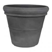 Vase décoratif classique traditionnel Ø40 H32 en polymère anthracite résistant pour plantes de jardin et terrasse - Fabriqué en Italie - Monacis
