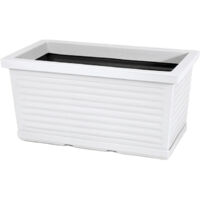 Pot de fleurs décoratif classique traditionnel 40 x 22 cm H20 en polymère blanc résistant pour plantes de jardin et terrasses - Monacis