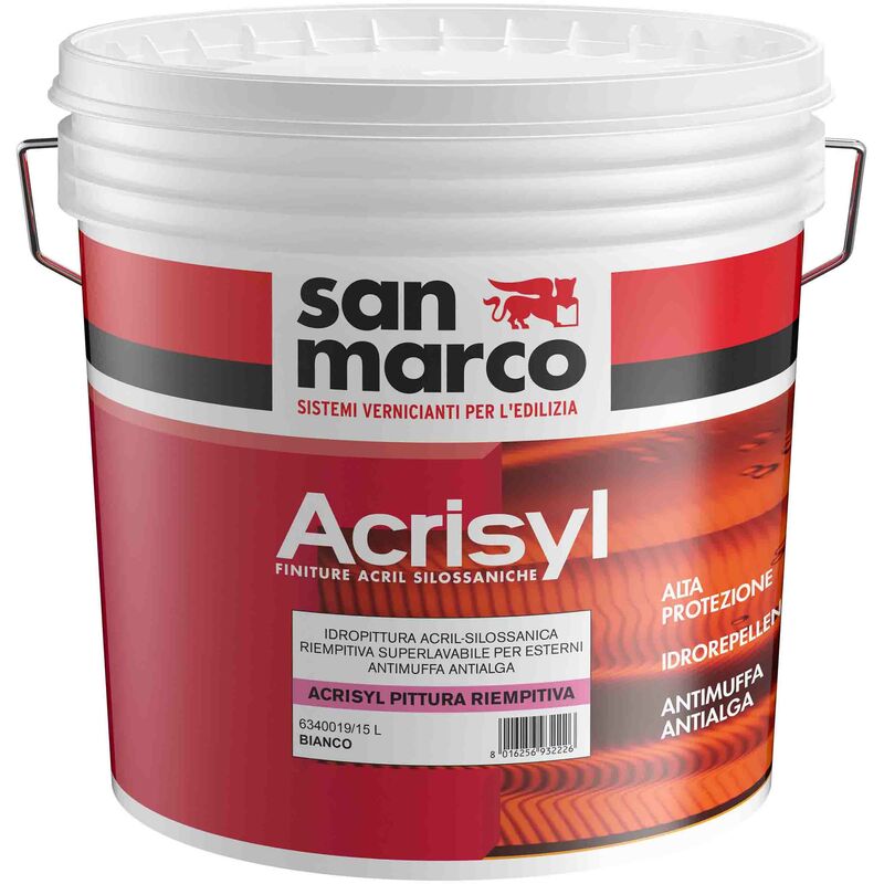 Acrisyl pittura riempitiva  acrilsilossanica superlavabile bianca lt 5