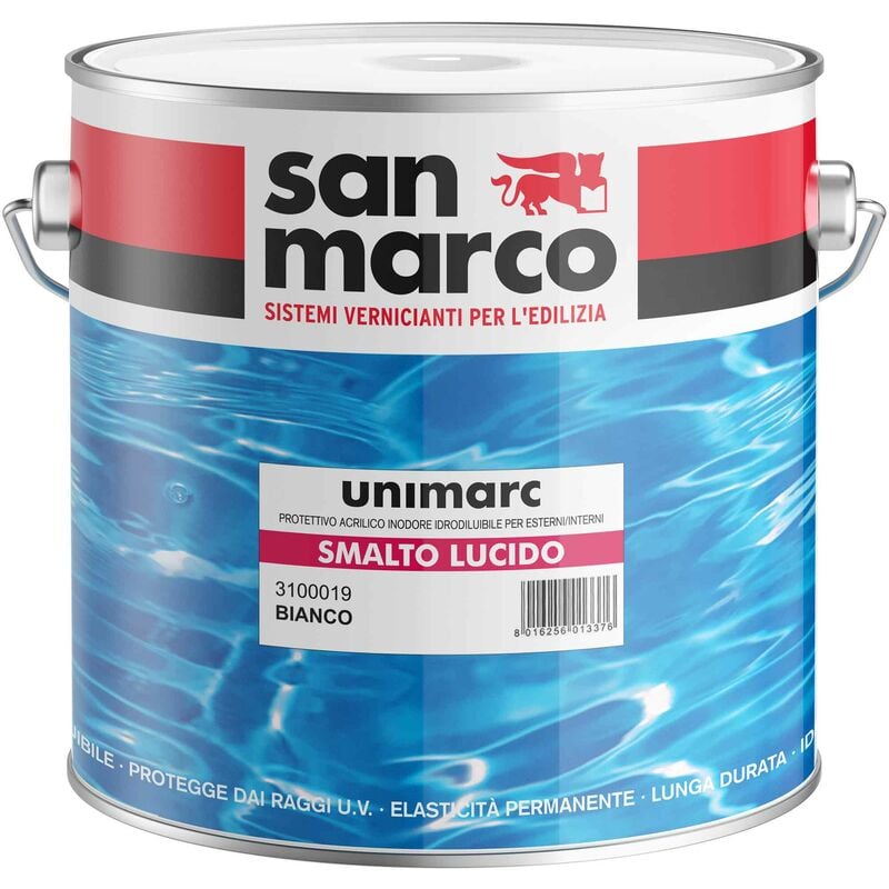 Unimarc smalto lucido bianco lt 2,50 a base acqua