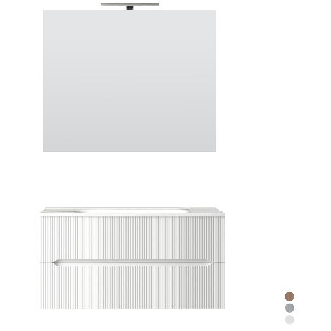 Mobile bagno sospeso linea stick cannettato da 90 cm bianco opaco (1/5)