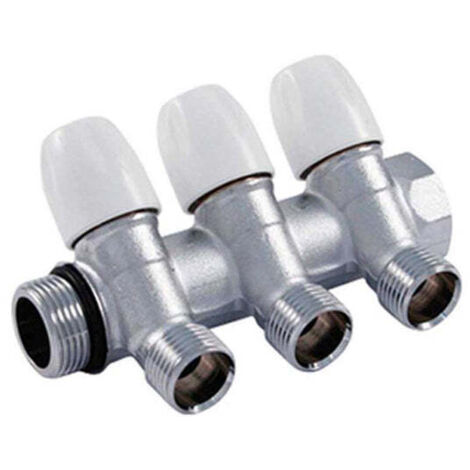 Collettore lineare con rubinetti darresto 2 derivazioni 3/4 x 1/2 (1/3)